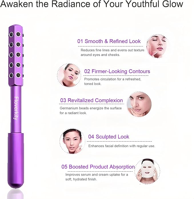 Beauty Sculptor Roller – 30 Germanium Massage Nodes for Facial Massager & Glow | Compact Beauty Tool for Lifting and Skin Care,Facial Roller (Purple, 1 PCS)