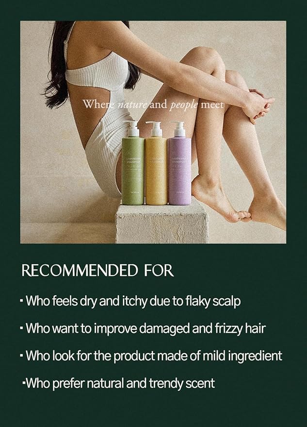 laferme Laminaria Shampoo with Organic Ingredient, Korean Clarifying Shampoo, Hydrating for Dry Hair, Strengthening for Weak Hair, Sulfate & Paraben free, For Women & Men (16.9 FL. OZ., White Musk)