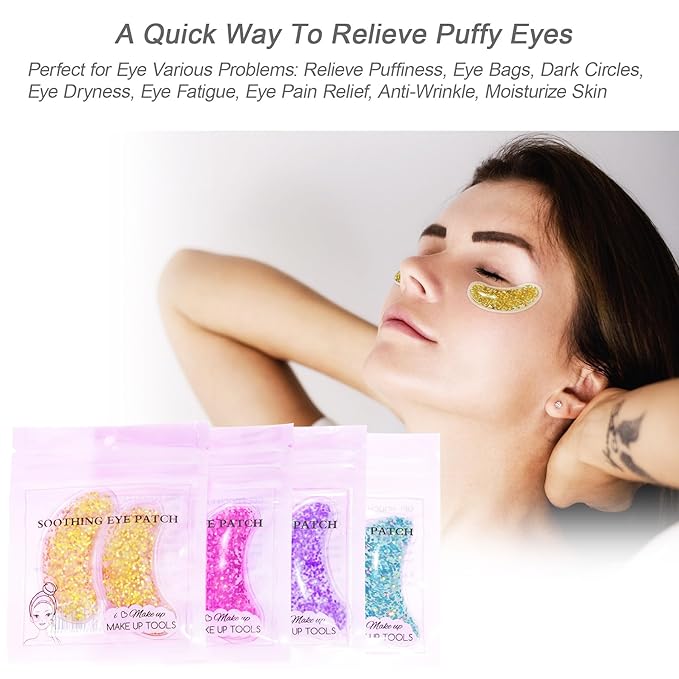 24K Gold Under Eye Patches Gel Eye Pad Hot Cold Eye Mask,Eye Masks Skincare for Removing Dark Circles and Puffiness,Reduce Wrinkles,Eye Bags and Fine Lines (68 Pcs
