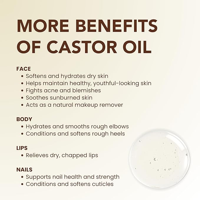 BodyJ4You Castor Oil for Eyelashes Eyebrows - 100% Pure Natural USDA Organic Cold Pressed - Hydrating Skin Hair Growth Oil Lashes Scalp - Non-GMO Hexane Free Unrefined Carrier - Glass Bottle 16 Fl Oz