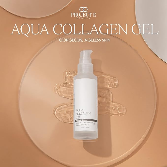 Project E Beauty Aqua Collagen Gel 24-Hour Hydration | Anti-Aging Brightening Treatment | Hydrating & Moisturizing Facial Skincare | Anti-Wrinkle Body Lotion | For Dry or Rough Skin | 50ml
