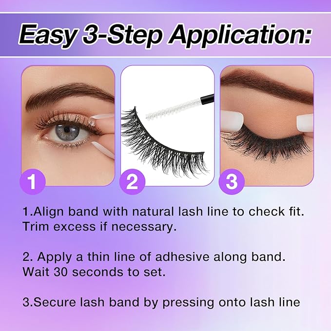 Wispy False Eyelashes Kit With Bond, Seal and Tweezer, 7 Pairs Natural Look Fake Cat Eye Lashes Strips Thin Band Extensions Waterproof Easy Eyelashes for Beginners DF99#