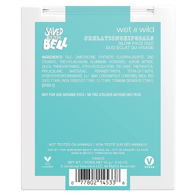 wet n wild Saved By The Bell Highlighter + Illuminator Glow Face Duo, Highlighter Makeup Powder, Illumniator Makeup Powder, Cruelty-Free Makeup, Relationship Goals,1114533 (Pack of 2)