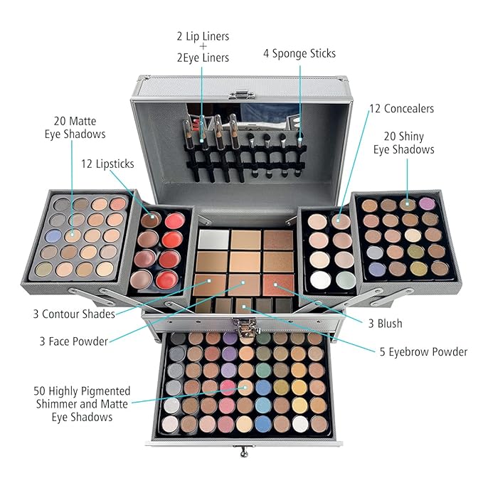 VERONNI 132 Colors All In One Makeup Palette For Women, Eyeshadow Makeup Palette Set, Professional Full Eye Makeup Kit Lipstick Concealer Contour Face Makeup Cosmetics Kit (132 colors)