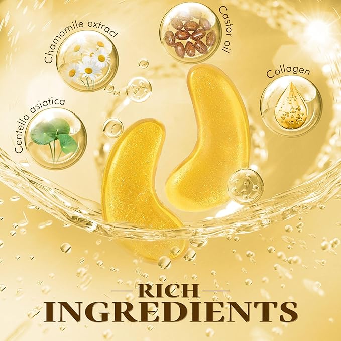 Under Eye Patches for Puffy Eyes and Dark Circles (20 Pairs), Under Eye Gold Mask with Hyaluronic Acid & Collagen to Reduce Wrinkles and Relieve Pressure, Eye Care Treatment for Men & Women Gift