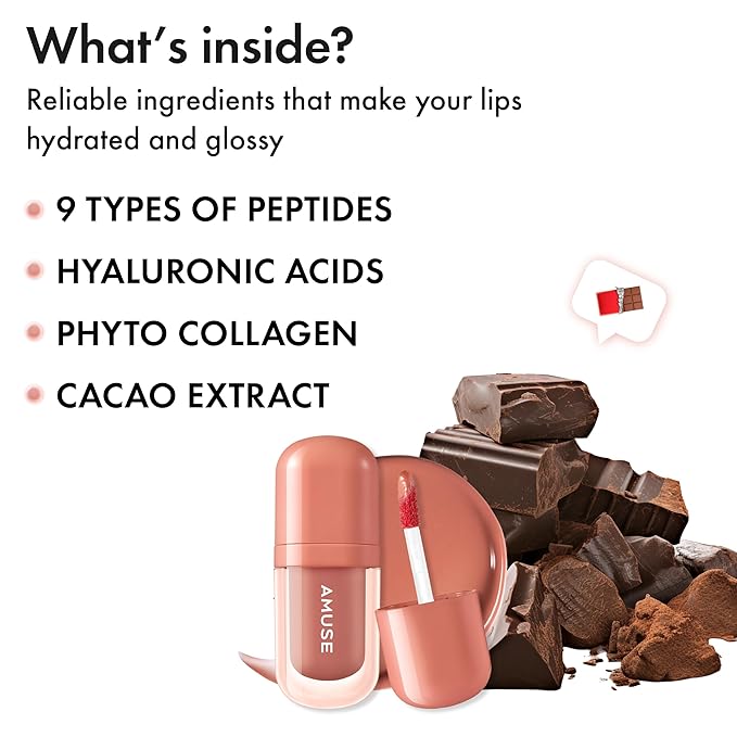 Amuse SEOUL BEBE TINT - 07 CHOCO GIRL | 24-hour Long-lasting Lip Stain, Plumping, Hydrating, Moisturizing, No Peel Off, Lip Care, Treatment, Non Sticky, Korean Lip Tint for Dry Lips