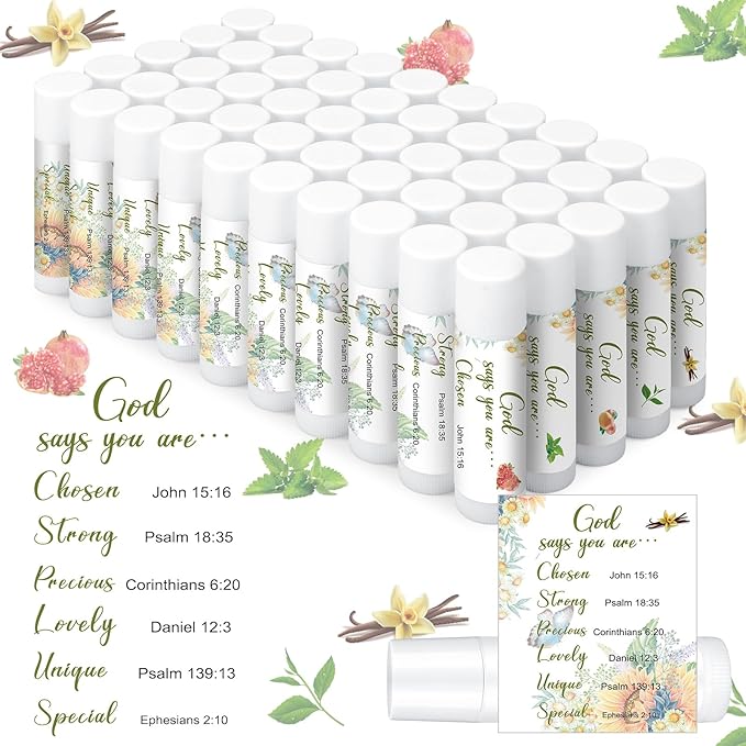 50 Pcs Christian Gifts for Women Lip Balm Bulk Set Inspirational Appreciation Gifts God Says You Are Moisturizing Lip Balm Leaving Farewell Gifts or Friends Teacher Worker Employee