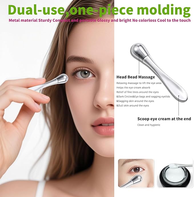Stainless Steel GuaSha Tool & Eye Cream Applicator Facial Tools, Metal Detail Guasha for Face Neck, Eye Massager Tool, Lymphatic Drainage Face Massage Tool, Skin Care Gift