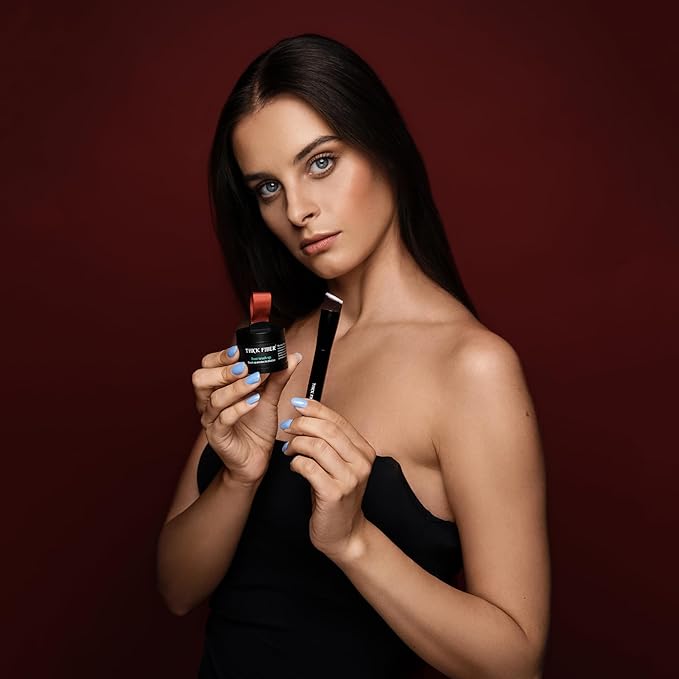 THICK FIBER Root Touch Up and Hairline Concealer for Thinning Hair Women - Water & Sweat Resistant Hair Loss Powder Set, Includes Brush (Red Brown)