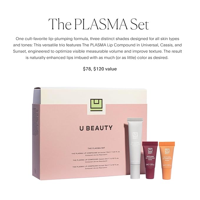 U Beauty The PLASMA Tinted Lip Compound - Anti-Aging & Anti-Wrinkle Lip Gloss, Hyaluronic Acid, Shea Butter & Peptides for Hydration & Plumping,3 Shades - 15 mL