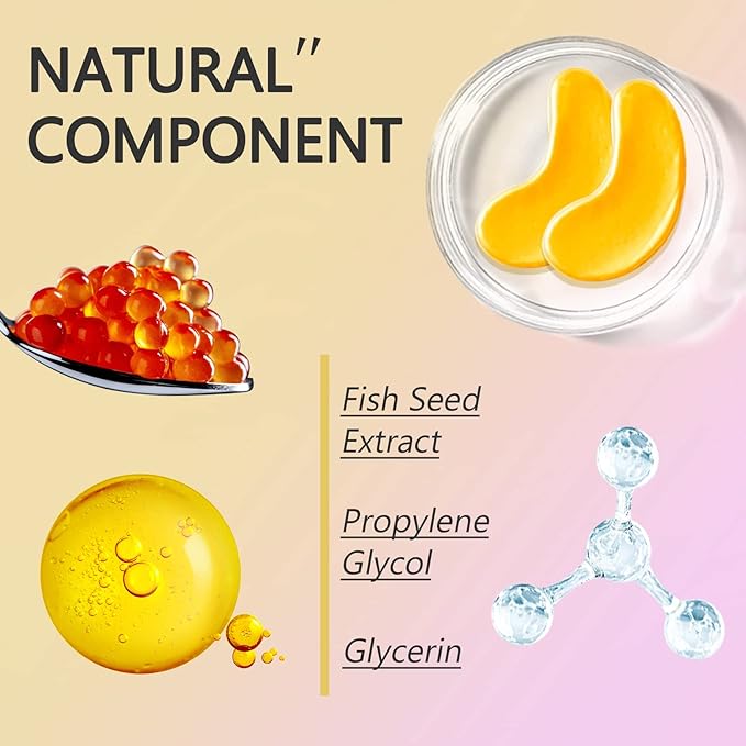 Under Eye Patches -30 Pairs Caviar Essence Eye Mask Eye Pads for Puffy Eyes, Reducing Dark Circles, Anti-Aging, Collagen Eye Mask for Moisturizing, Gold