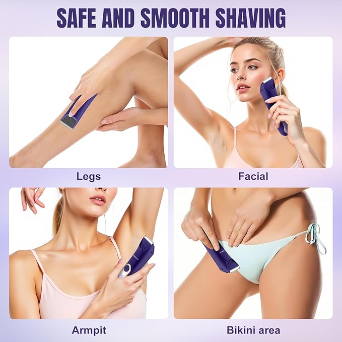 RESUXI Electric Bikini Trimmer for Women,Pubic Hair Trimmer Ceramic Blade Electric Razors Shaver for Underarm Leg Arm Body Hair Private Area,Wet/Dry IPX7 Waterproof Rechargeable LCD Display LED Light