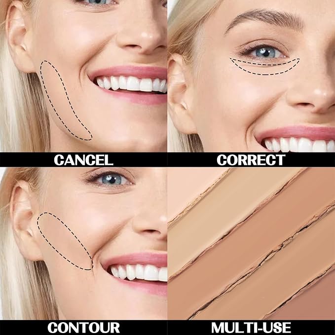 5 In 1 Multi-Use Correcting Concealer Palette,Waterproof Long Lasting Contour Palette,Professional Creamy Concealer Kit for Women,Easy to Create Full Coverage and Natural Finish.#2