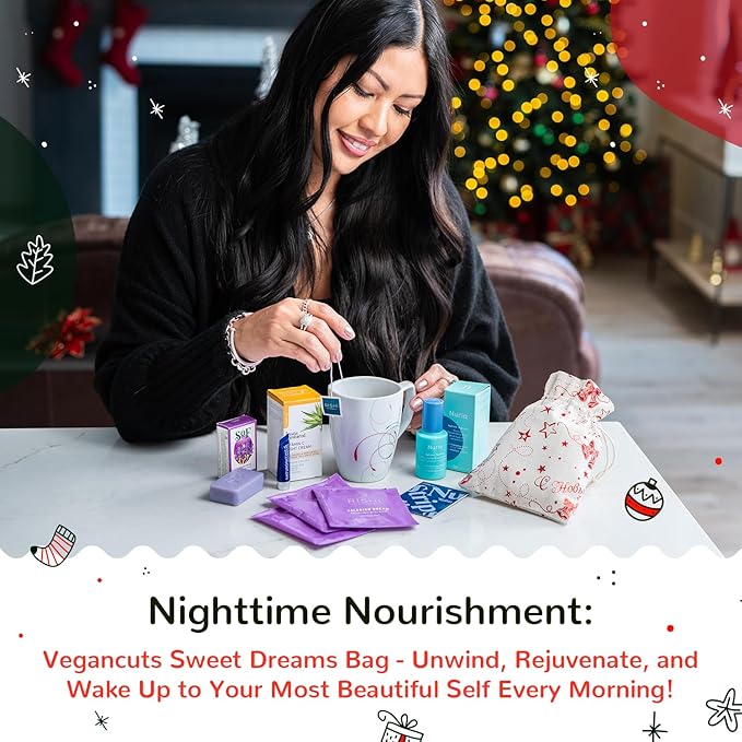 Sweet Dreams Bag - Dreambox Night Time Beauty Set Collection Kit w Night Cream, Tea and Lavander Soap - Skin Care Collection for Vegan Lovers - Great Christmas Gift for Her, Women