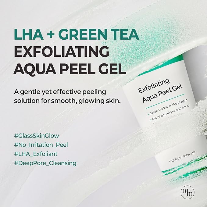 MOTHER MADE LHA Green Tea Exfoliating Aqua Peel Gel, Deep Pore Face Exfoliant, Gentle Facial Exfoliator, Dead Skin Remover, Natural Cellulose for Peeling, Vegan, Korean Skincare (100ml / 3.38 fl.oz)