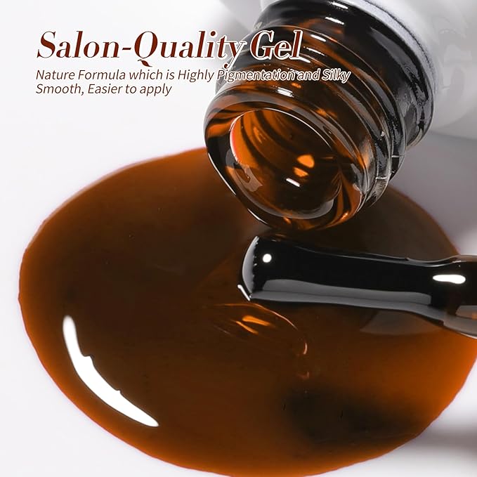 Born Pretty Jelly Gel Nail Polish Set Fall Winter Brown Blood Red Burgundy Black Gel Polish Sheer Milky Nude Transparent Halloween Gel Polish Set Nail Art Varnish Manicure Collection Gift 7ML 6PCS