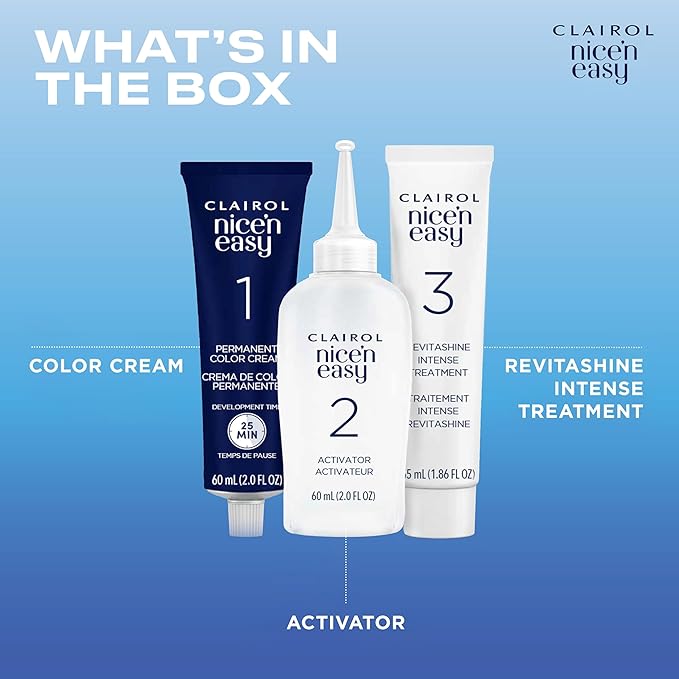 Clairol Nice'n Easy Permanent Hair Dye, 6.5G Lightest Golden Brown Hair Color, Pack of 3