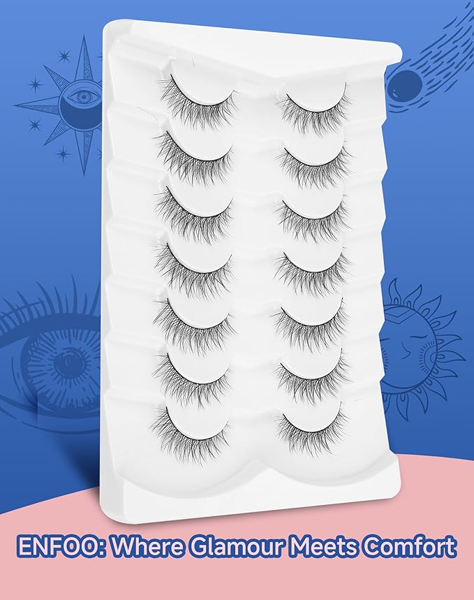 Asian Lashes Natural Wispy Everyday Flared Small Eyelashes Natural Look False Eye Lash korean Fluffy False Eyelash 7 Pairs D33