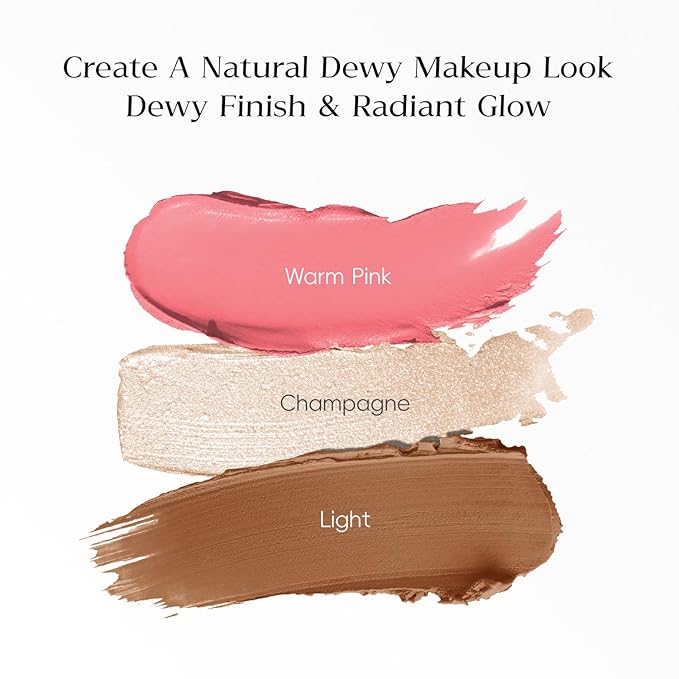 Trio Contour Sticks Set, Highlighter Stick & Bronzer Stick & Blush Stick For Cheek+Lip,Highlight and Contour to Create a Natural Dewy Makeup Look for Light | Set of 45g/1.6fl.oz