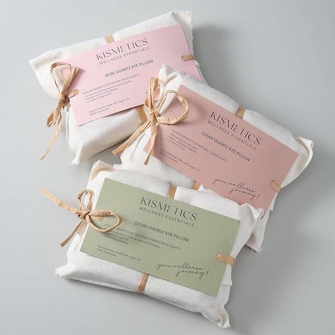 Natural Rose Quartz Weighted Eye Pillow for Relaxation, Sleeping, Yoga, SPA and Travelling, Cooling Eye Pillow, Reusable and Good Relaxation Gift for Women(Rose Quartz)