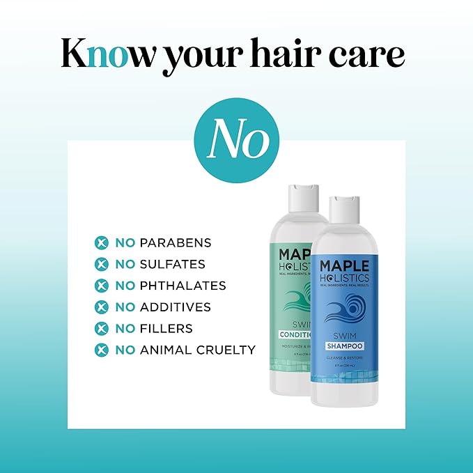 After Swim Shampoo and Conditioner Set - Chlorine Shampoo and Conditioner for Swimmers with Tea Tree and Rosemary Oil - Clarifying Shampoo for Hard Water Chlorine and Saltwater with Replenishing Oils