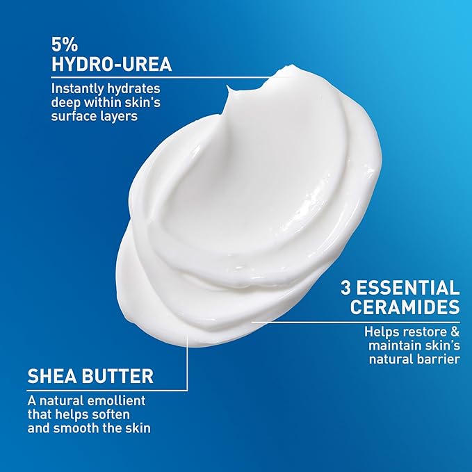 CeraVe Intensive Moisturizing Cream, Body Moisturizer With Shea Butter, 72H Hydration + Skin Barrier Repair, Fragrance-Free Body Lotion For Extremely Dry Skin, 8oz