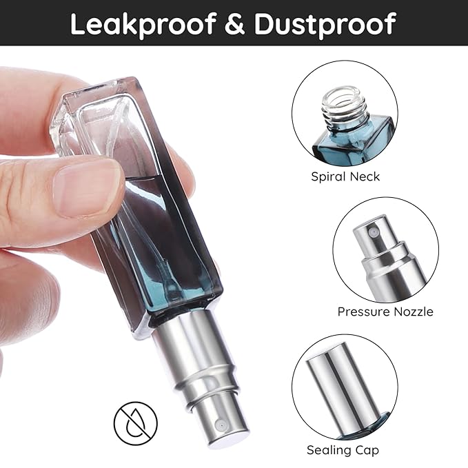 Segbeauty 10pcs Perfume Travel Refillable, 10ML Glass Spray Bottles Perfume Atomizer, Mini Travel Size Dispenser Bottle Set Atomizer Sprayer for Perfume Toiletries Cosmetic Container Spray Bottle