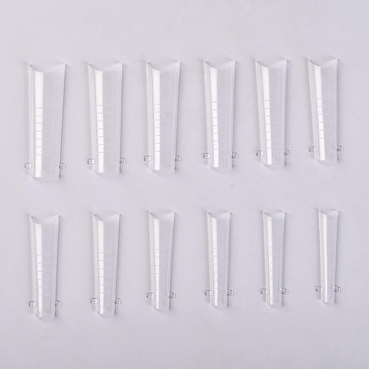 KADS 120PCS Clear Full Cover Dual Nail System Form UV Gel Acrylic Nail Art Mold Artificial Nail Tips with Scale for Extension (MODEL 10)