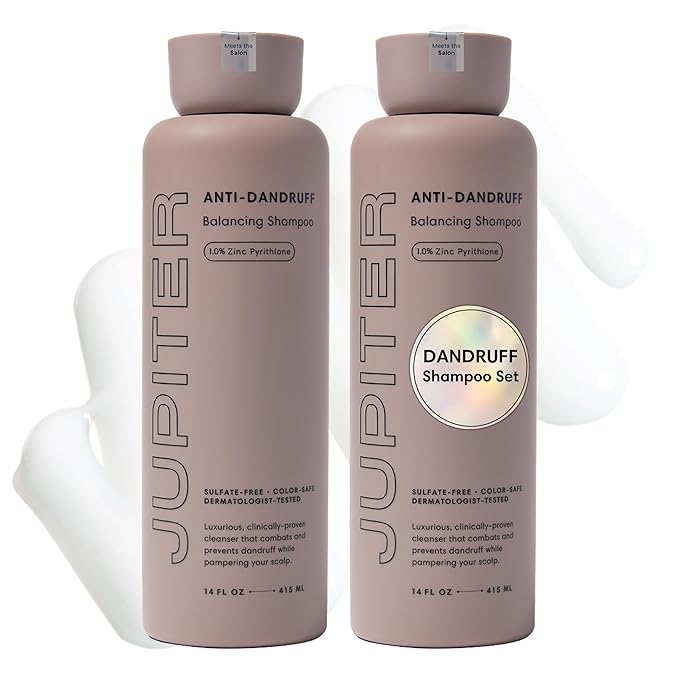 Jupiter Balancing Anti Dandruff Shampoo Duo, for Women & Men, Physician-Formulated for Flaky, Itchy, Oily, Dry Scalp, & Paraben-Free, Anti-Dandruff Shampoo with Zinc, 2 pack, 14 fl oz ea