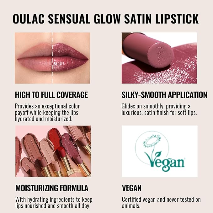 Oulac Color Rich Satin Lipstick Set For Women Nude Brown Lipsticks High Impact Lipcolor Tinted Lip Balm, Nourishing, Satin Finish, Moisturizing Creamy Formula, Vegan Gluten Free (10+12+13)