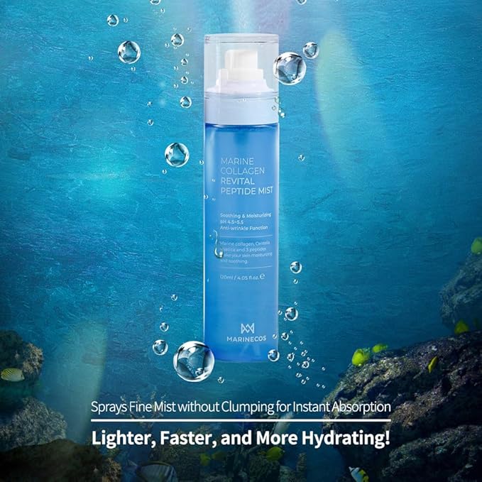 Marine Collagen Revital Peptide Mist 120ml ㅣ Fine Facial Spray for Hydration Soothing Glow ㅣ Daily Moisture Mist with Centella and Peptides