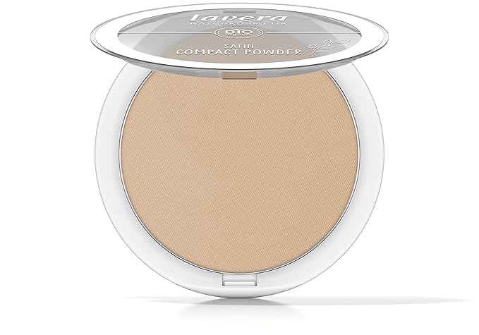 lavera Satin Compact Powder -Tanned 03- nude - Almond Oil & Rice Powder - Vegan - Mattifying - Long-Lasting - Velvety Texture 0.32 Fl Oz