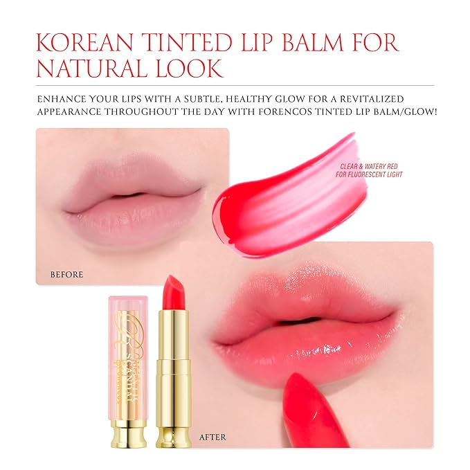 Tinted Lip Balm Hydrating 0.11oz, Glow Pink Shade, Glossy High Pigmentation, Sheer and Smooth, Mositurizing, Natural Color (Red Scarlet)