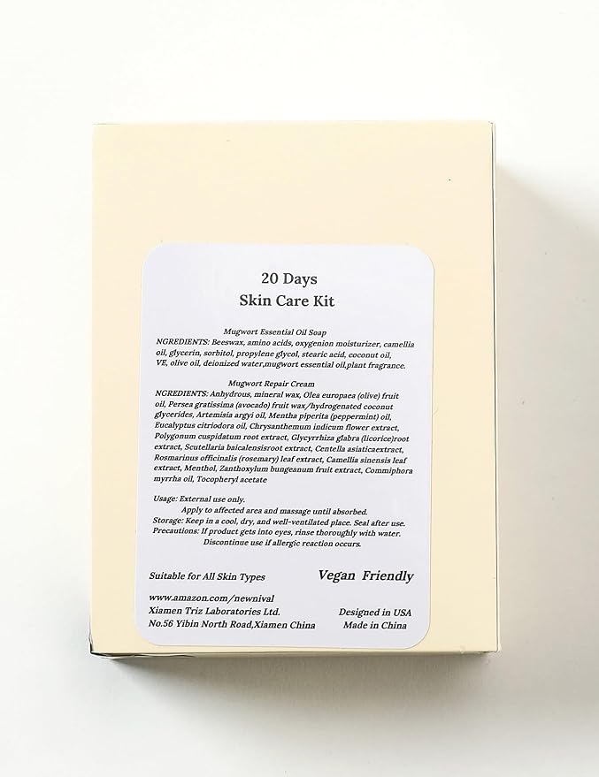 40 Days Complete Acne Skin Care Kit.Mugwort Essential Oil Soap -1Pcs,120g-For Moisturize,Balance Skin.-Acne Recovery Ointment for Facial Acne&Pores-2Pcs,16g.