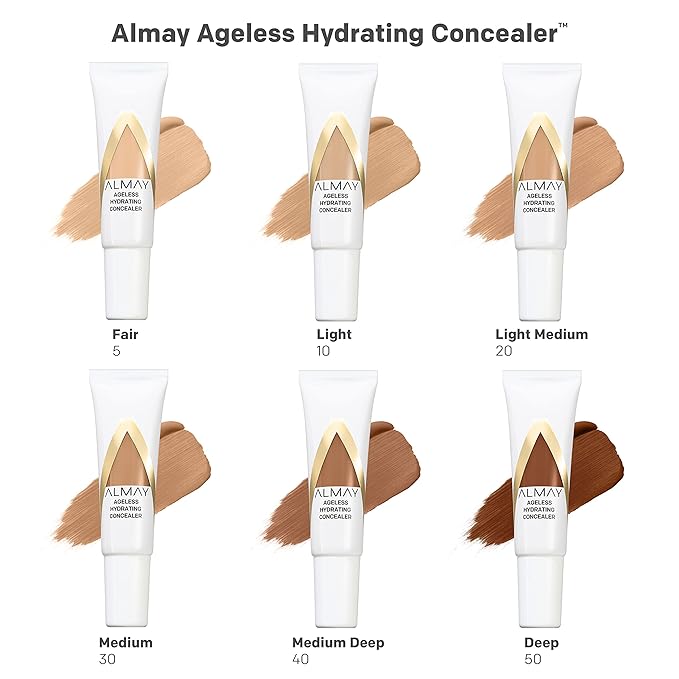 Almay Anti-Aging Concealer, Face Makeup with Hyaluronic Acid, Niacinamide, Vitamin C & E, Hypoallergenic-Fragrance Free, 030 Medium, 0.37 Fl Oz (Pack of 2)