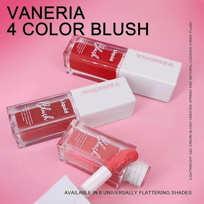 VANERIA Liquid Blush for Cheeks,Long lasting High Pigment Creme Blush,Multi-Use Makeup Blush Stick for Cheeks Lips Eyes,Natural Look Makeup Face Blushes.#4 (5g/0.17oz) ﻿
