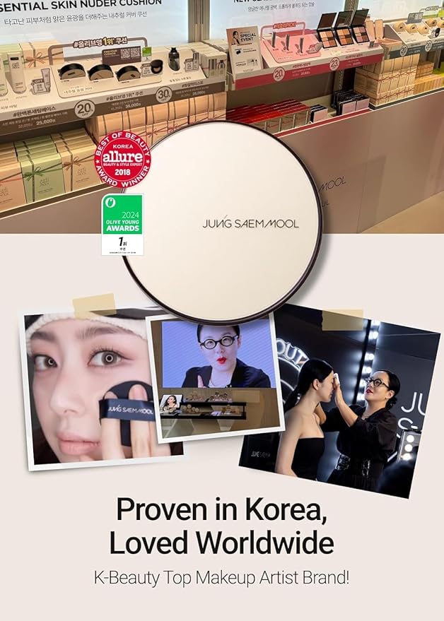 [JUNGSAEMMOOL OFFICIAL] Essential Skin Nuder Cushion (09 Bronze) | Refill Not Included | Natural Finish | SPF50 Broad Spectrum | Makeup Artist Brand | Cream Foundation