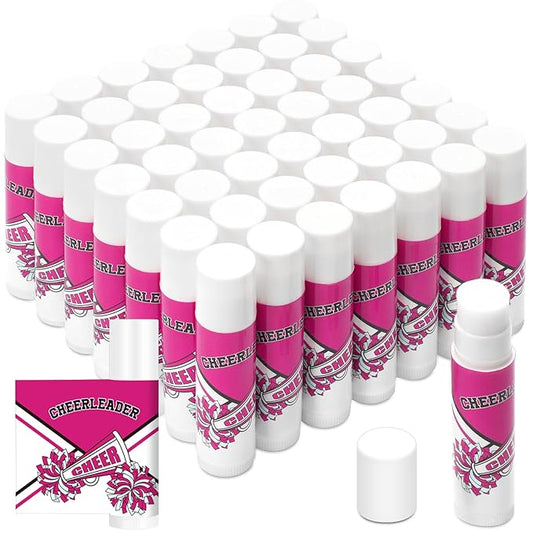 50 Pcs Cheer Gifts Bulk Cheerleading Lip Balm Gifts Moisturizing for Cheerleader Gifts Women