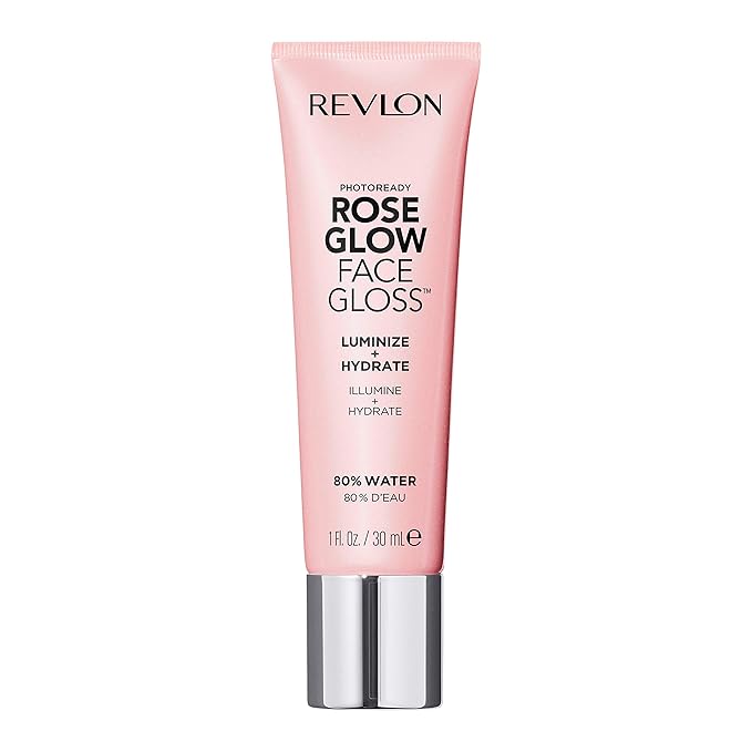 Revlon Face Primer, PhotoReady Face Gloss Rose Glow, Face Makeup for All Skin Types, Hydrates, Illuminates & Moisturizes, Infused with Glycerin & Olive Oil Extract, 80% Water, 1 Fl Oz