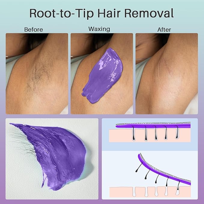 BLITZWAX Brazilian and Bikini Waxing Kit for Women, Hard Wax Warmer for Face, Legs, and Body, At Home Hair Removal Kit, Beginner Friendly, Quick Heating, 32pcs Wax Spatulas