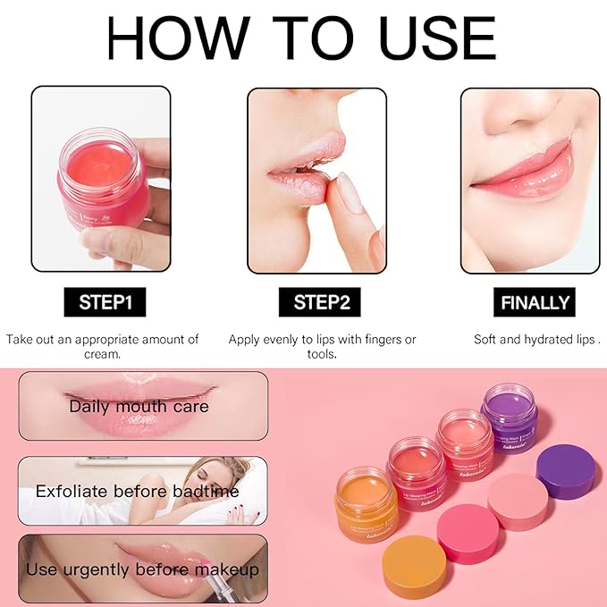 2PCS Lip Sleeping Mask, Lip Mask Overnight, Moisture & Lip Plumper Lip Wrinkles, Repair Lip Balm Prevention Dry and Cracked Lip Scrubs Exfoliato Smoothing Dry Lip Mask (Peach + Grapefruit)