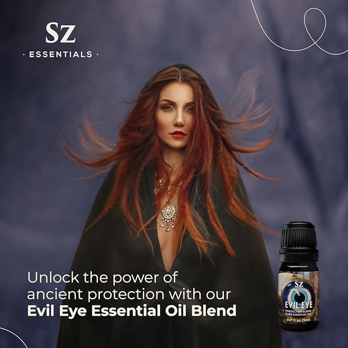 Evil Eye Protection Pure Essential Oil Blend - All-Natural Oils for Spells, Cleansing, Amulets & Rituals - Safeguard Against Negativity Evil & Harm -Therapeutic Grade & Vegan (5ml)
