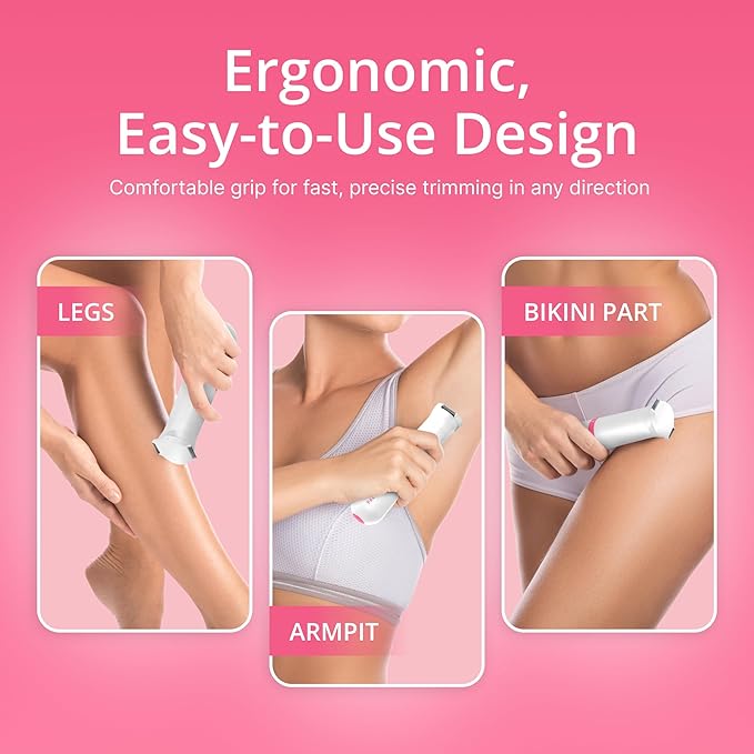 Clio PALMPERFECT Electric Bikini Trimmer - Travel-Friendly Hair Shaver for Smooth, Dual Blade for Close Shave, Use Wet or Dry - Battery-Powered + Trimming Guide Included