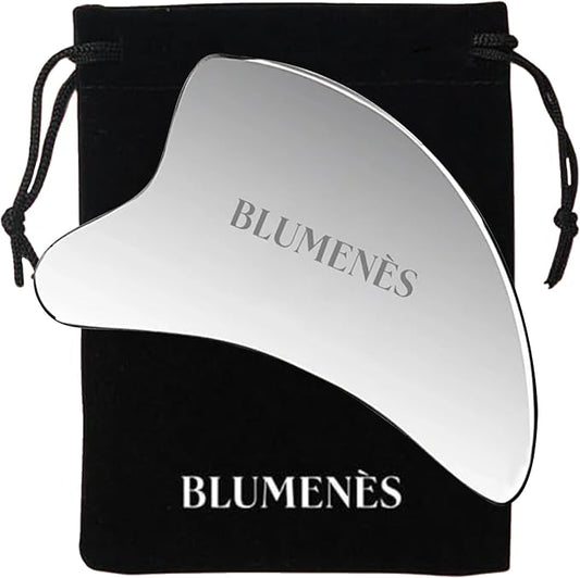 Blumenes - Traditional Gua Sha Tool - Stainless Steel Massage Tool for Face & Body - Cold & Heat Retention for Relaxing Spa Experience - Durable Stainless Gua Sha for Enhanced Skincare Routine