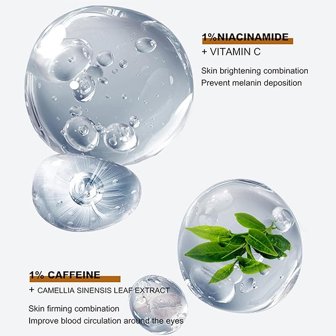 Caffeine Niacinamide Organic Carnosine Serum 1 Fl Oz / 30ml Reduce fne lines around the eyesFirming and shaping Anti-Aging,Moisturizing, Anti-Wrinkle Eye Serum - Skin Repair (Caffeine)