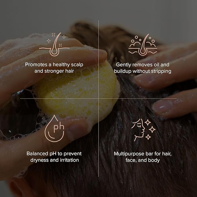 Maka Nature Low-Carbon Shampoo Bar | Korean K-Beauty Haircare with Natural Ingredients for Scalp & Hair Types | Vegan, Eco-Friendly, pH balanced, 3.35oz (Lemon)