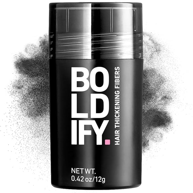 BOLDIFY Hair Fibers (12g) - Fill In Thinning and Fine Hair for an Instantly Fuller, Thicker Look - 14 Shades for Women & Men - Black