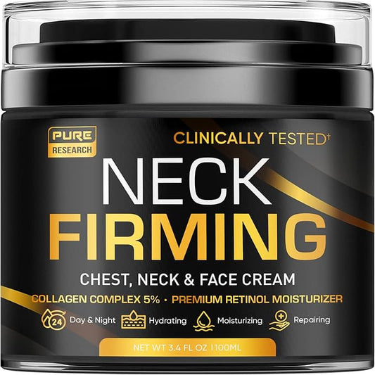 Neck Firming Cream - Anti Wrinkle Cream - Saggy Neck Tightener & Double Chin Reducer Cream - Collagen & Retinol Skin Tightening Cream - Anti Aging Moisturizer for Neck & Décolleté 3.4oz
