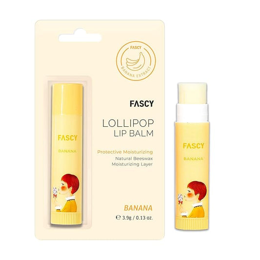 FASCY Lollipop Lip Balm Banana, Lip Balms & Moisturizers, Korean Lip Balm, Korean Lip, Korean Lip Products, Paraben Free, Moisturizing, 0.13 Oz, (Banana)