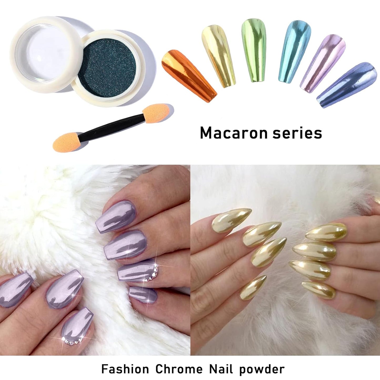6 Box Chrome Nail Powder, Chrome Effect Nail Powder Set, Shiny Nail Glitter Powder with Magic Mirror Effect for Nail Art Design Decoration(Christmas Color Series)